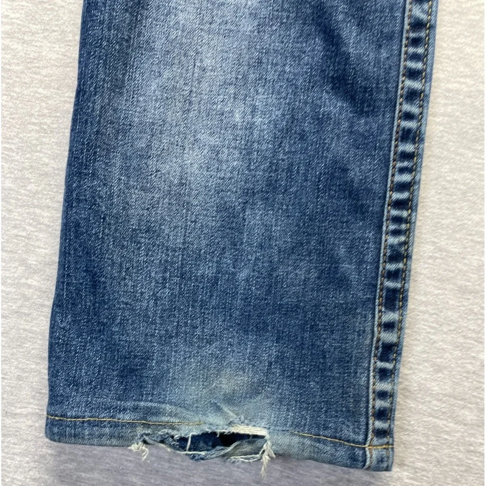 True Religion Jeans Men 36 Blue Medium Wash Denim Cotton Straight Leg Distressed
